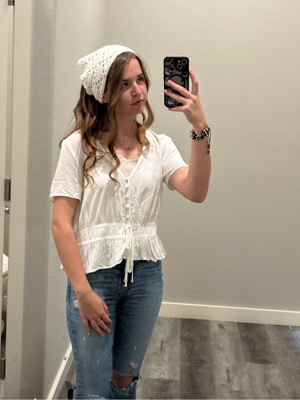 H&M White Boho Top